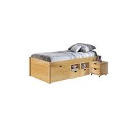 lit multi rangements coloris nature - Dim : L 96 x P 209 x H 47.5 cm --