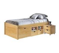 lit multi rangements coloris nature - Dim : L 96 x P 209 x H 47.5 cm -PEGANE- Naturel