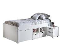 Lit multi rangements en pin couchage 90 X 200 cm - Dim : L 96 x P 209 x H 47.5 cm --