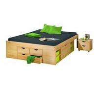 Lit Multi-Rangements Naturel, Dim : 209 x 166,3 x 47,5 cm -PEGANE- Naturel