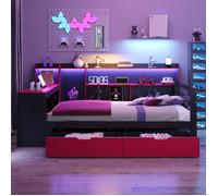 Lit multifonction 90 x 200 cm avec bureau et rangements Maisentiel