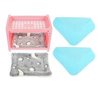 Lit Multifonction pour Hamster à Double Couche en Peluche Plastique Rose | Cachette Sécurisée, Design Unique à Deux Niveaux, pour Petits Animaux et Cages, Coussin et Mouchoirs