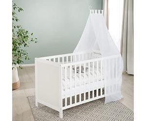 Lit multifonctionnel avec fonction de lit cododo, 60 x 120 cm, blanc, équipement complet du lit inclus
