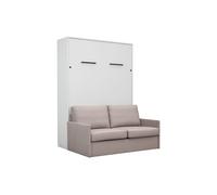 Lit mural escamotable avec canapé beige - LOLITA