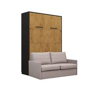 Lit mural escamotable avec canapé beige - LOLITA