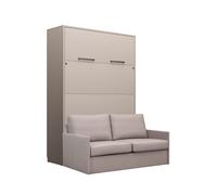 Lit mural escamotable avec canapé beige - LOLITA