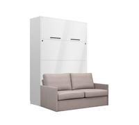 Lit mural escamotable avec canapé beige - LOLITA