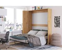 Lit mural Lit armoire TEDDY 160x200 Artisan chêne vertical Lit mural pliant, lit armoire pliant, armoire avec lit pliant intégré, lit fonctionnel y compris sommier à lattes