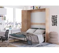Lit mural Lit escamotable TEDDY 160x200 Chêne Sonoma Vertical Lit mural escamotable, lit escamotable armoire, armoire avec lit escamotable intégré, lit fonctionnel y compris sommier à lattes