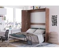 Lit mural Lit escamotable TEDDY 160x200 Craft chêne tobacco Lit vertical escamotable mural, lit escamotable escamotable, armoire avec lit escamotable intégré, lit fonctionnel avec sommier à lattes inc