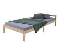 Homestyle4u Lit Bois Naturel Lit Simple 90x200 en Bois de Pin Enfant Solide Cadre de lit avec sommier à Lattes