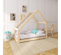 Lit NeedSleep® House avec barrière et cheminée 90x200 cm - asymétrique