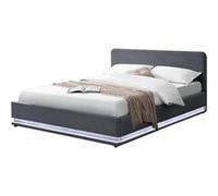 Lit new york concept usine 203 x 151 x 91 cm en velours cadre a lattes pour 2 personnes de couleur gris Gris G