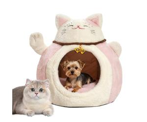 Lit Niche pour Chat Intérieur, Lit De Grotte pour Chat, Lits De Chien Lavable, Chaud Et Confortable pour Chats en Peluche, Maison De Chats Confortable Pliable, Lits Auto-Chauffant pour Chein