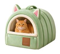 Lit nid d'hiver pour Chat Maison de Couchage Chaude en Peluche Semi-Fermée | Nid semi-fermé dédié aux chats Appartement Salon Chambre à Coucher Intérieur Vert L