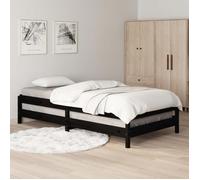 Lit Noir - BMK - Lit empilable - sans matelas - Contemporain - noir 80x200 cm bois massif de pin - Lit chambre&417001