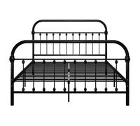 Lit Noir - LEMON - Cadre de lit - sommier à lattes, sans matelas, et tête de lit noir 160x200 cm métal FR246