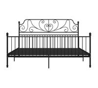 Lit Noir - LEMON - Cadre de lit - sommier à lattes, sans matelas, noir métal 180x200 cm FR486