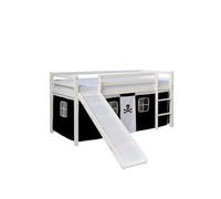 Lit noir mi-haut 90x200 cm avec matelas toboggan Noir