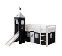Lit noir mi-haut 90x200 cm avec tour matelas