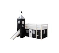 Lit noir mi-haut 90x200 cm avec tour matelas