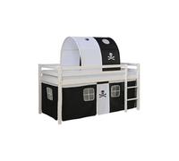 Lit noir mi-haut 90x200 cm sommier matelas tunnel