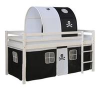 Lit noir mi-haut 90x200 cm sommier matelas tunnel