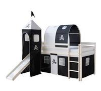 Lit noir mi-haut 90x200 cm tour toboggan matelas
