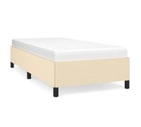 Lit nordique sans matelas, structure 90 x 200 cm en tissu crème 100 % polyester, sommier à lattes en contreplaqué et pieds en panneau de particules, hauteur 35 cm, pour adulte