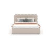 Lit nuage avec coffre de rangement 140x190cm en velours beige DALLAS Beige