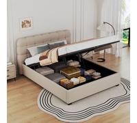 Lit nuage avec coffre de rangement 160x200cm en velours beige DALLAS Beige
