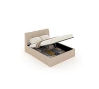 Concept Usine – Lit coffre Baltimore – style nuage LED 140x190 cm velours beige