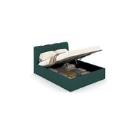 Lit nuage coffre 140x190cm velours vert BALTIMORE