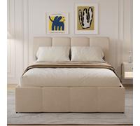 Lit Nuage Coffre 160x200cm Velours Beige Baltimore Beige