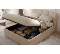 Lit nuage Moore avec coffre : 140 x 190 cm / Velours gris