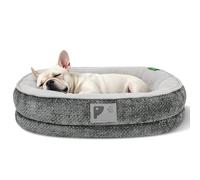 Lit orthopédique avec housse amovible et fond antidérapant avec traversin à quatre côtés pour chiens de petite taille, gris, taille L