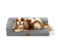 Lit OrthopéDique Cosy Kiss pour Chiens De Taille Moyenne, Canapé pour Chien avec Rembourrage en Mousse De Soutien, Housse ImperméAble Et Fond AntidéRapant, Forme en L, Gris