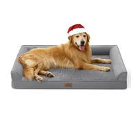 Lit OrthopéDique Cosy Kiss pour Chiens De TrèS Grande Taille, Canapé XXL pour Chiens De TrèS Grande Taille, Grand Rembourrage en Mousse De Soutien, Housse ImperméAble Et Fond AntidéRapant, Gris