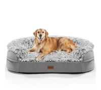 Lit orthopédique épais de 9,4 cm pour chiens de très grande taille, lit de soutien pour chien avec mousse 28D, housse amovible lavable, doublure imperméable, design demi-rond pour chiot, chien âgé