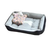 Lit orthopédique pour chien - 80 x 60 cm Canapé en peluche pour animaux de compagnie | Tapis de base doux et court antidérapant | Chiot chat petit moyen grand chien avec couverture et coussin d'os |