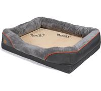 Lit orthopédique pour chien, imperméable, mousse haute densité, gris taille XXL