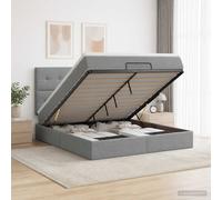 vidaXL Lit Ottoman avec Matelas Taupe 90 x 190 cm Tissu, Lit Ottoman Moderne, Rangement Ajustable, Gain de Place, Meuble stylé, Matelas Fonctionnel