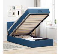 Lit ottoman avec matelas bleu 100x200 cm tissu lit lit capitonné vidaXL