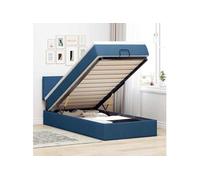 Lit ottoman avec matelas bleu 90x200 cm tissu, lit, lit capitonné, lit ottoman double, lit avec rangement 3312200