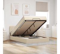 Lit ottoman avec matelas crème 140x200 cm tissu lit lit capitonné vidaXL