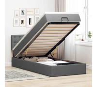 Lit ottoman avec matelas et LED gris foncé 90x200 cm tissu lit rembourré vidaXL