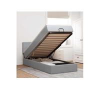 Vidaxl Lit Ottoman Avec Matelas Gris Clair 100x200 Cm Tissu Gris
