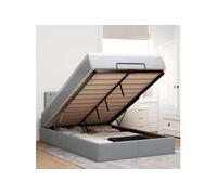 Vidaxl Lit Ottoman Avec Matelas Gris Clair 120x200 Cm Tissu Gris