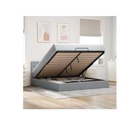 vidaXL Lit ottoman avec matelas gris clair 160x200 cm tissu, lit, lit capitonné, lit ottoman double, lit avec rangement 3312485 Gris G