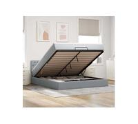 Vidaxl Lit Ottoman Avec Matelas Gris Clair 160x200 Cm Tissu Gris